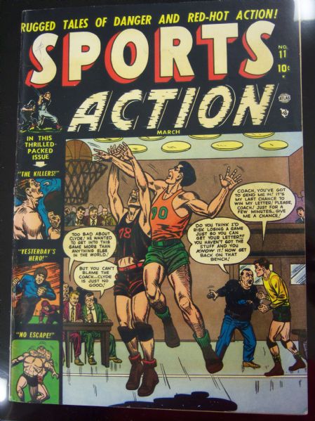 1952 Sports Action Comic Book- Vol. 1 No. 11 March issue- Basketball Cover!
