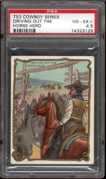 1909 T53 Hassan Cowboy Series- “Driving Out The Herd”- PSA Vg-Ex+ 4.5 