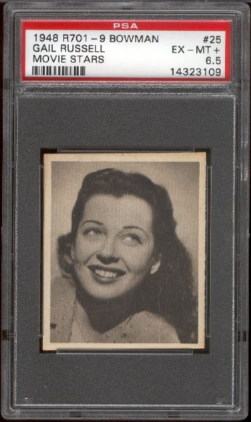 1948 R701-9 Bowman Movie Stars- #25 Gail Russell- PSA Ex-Mt+ 6.5