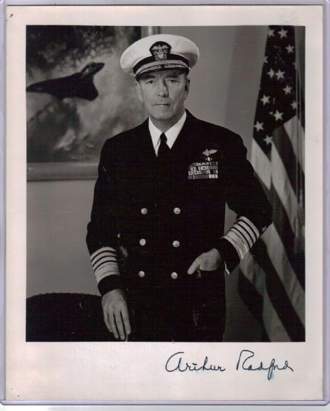 Admiral Arthur Radford Autographed 8 x 10 photo- JSA Certified