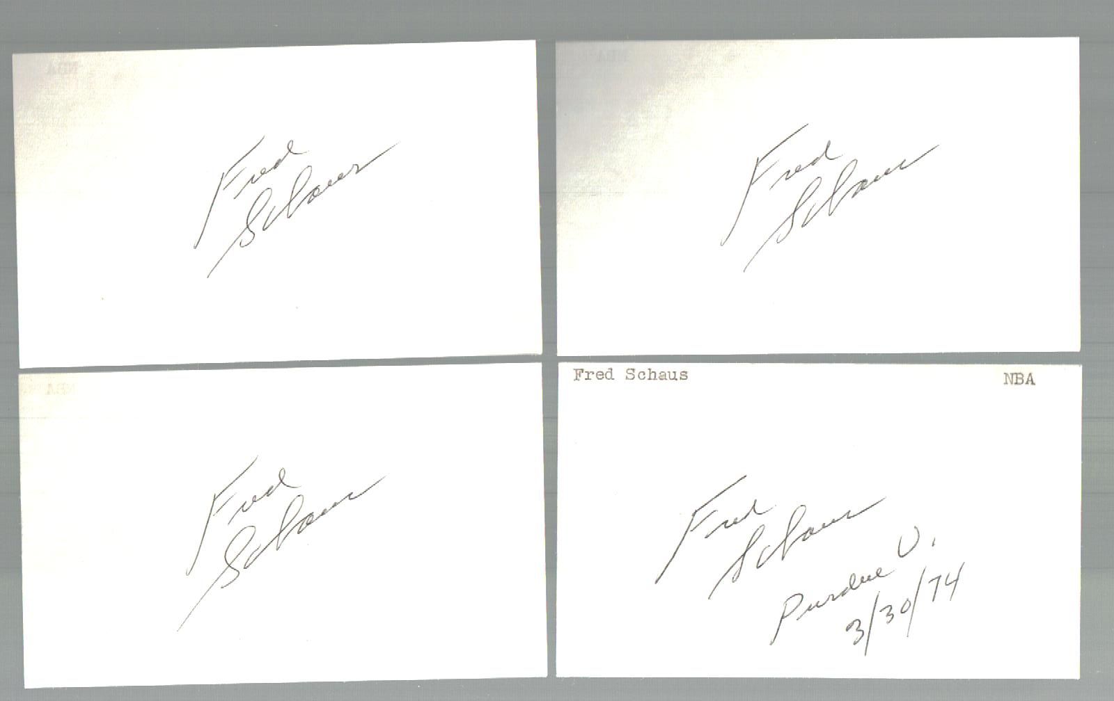 lot detail fred schaus autographed 3 x 5 notecards 4 notecards