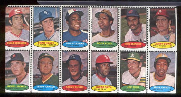 1974 Topps Bb Stamp Panel of 12 