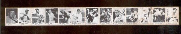 1950 R423 Baseball Strip of 13 – Orange backs- perforated b&w cards