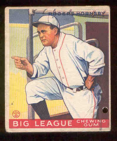 1933 Goudey Baseball- #188 Rogers Hornsby, St. Louis Browns