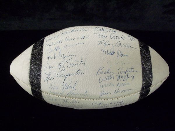 1958 Cleveland Browns Team Signed Football- 29 Signatures on a Spalding 388 Eddie LeBaron white/black stripes Autograph-style ball
