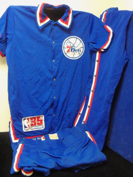 1980 Philadelphia 76ers Game-Worn Warm-Up Jacket with 1979 and Undated Warm-Up Pants- from Steve Mix