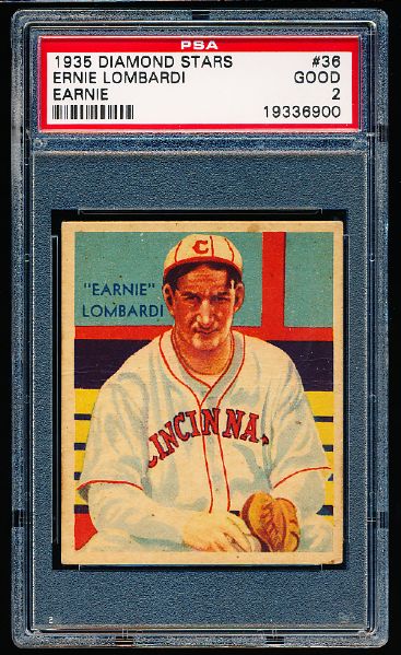 1935 Diamond Stars Bb- #36 Ernie Lombardi – PSA Good 2