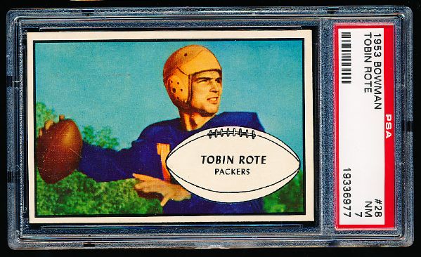 1953 Bowman Football- #28 Tobin Rote, Packers- PSA NM 7