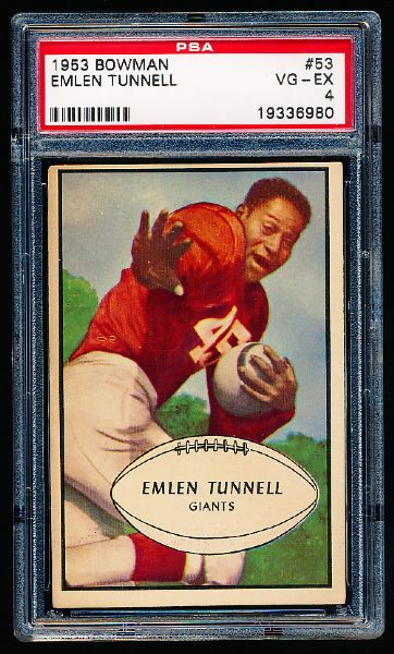 1953 Bowman Football- #53 Emlen Tunnell, Giants- PSA Vg-Ex 4