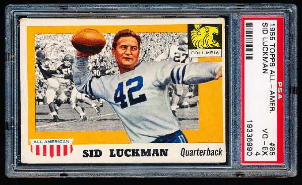 1955 Topps All American Football- #85 Sid Luckman, Columbia- PSA Vg-Ex 4