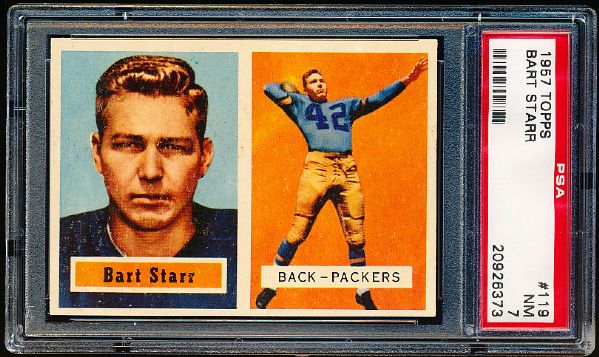 1957 Topps Football- #119 Bart Starr, Packers- PSA Near Mint 7 