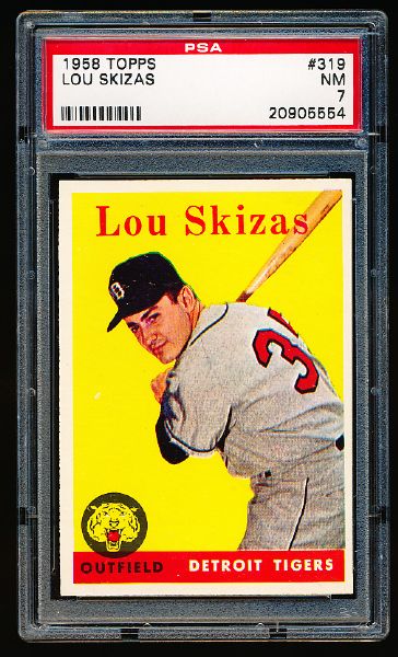 1958 Topps Baseball- #319 Lou Skizas, Tigers PSA NM 7