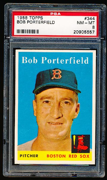 1958 Topps Baseball- # 344 Bob Porterfield, Red Sox- PSA NM-Mt 8