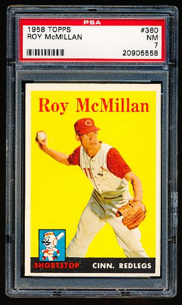 1958 Topps Baseball- #360 Roy McMillan, Reds- PSA NM 7