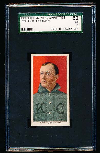 1910 T206 Baseball- Dorner, Kansas City- SGC 60 (Ex 5)- Piedmont 350 back.