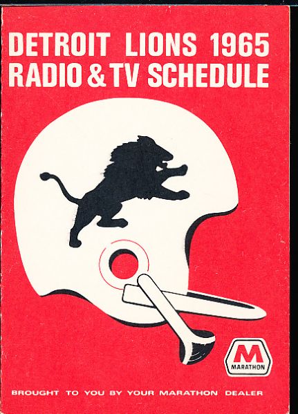 1965 Detroit Lions Marathon Ftbl. Schedule