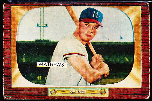 1955 Bowman Baseball- #102 Eddie Mathews, Braves