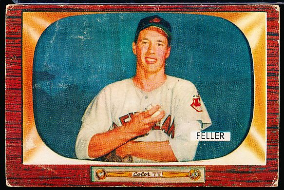 1955 Bowman Baseball- #134 Bob Feller, Indians