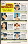 1961 Post Cereal Baseball- 7 Card Uncut Back of the Box Panel