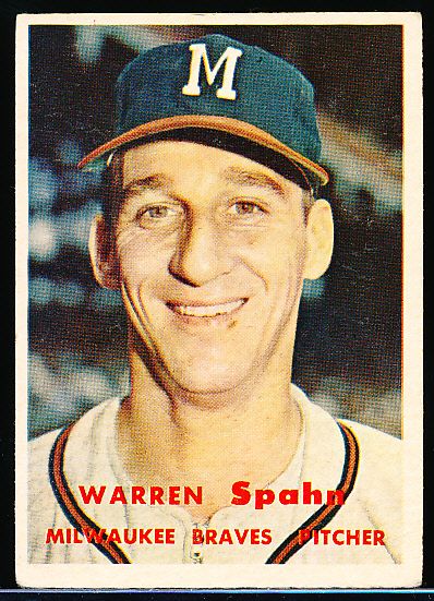 1957 Topps Bb- #90 Warren Spahn, Braves