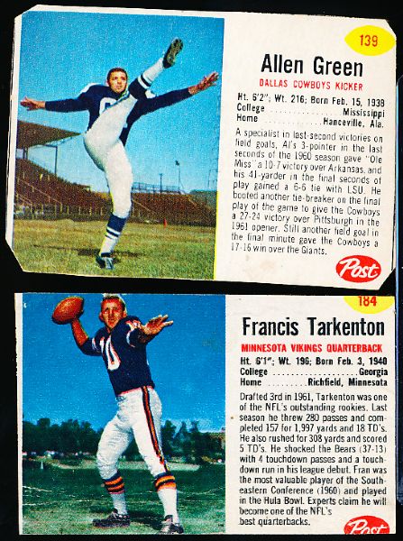 1962 Post Fb- 4 Horribly Cut Cards 