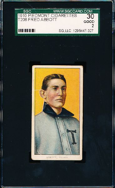 1909-11 T206 Baseball- Fred Abbott, Toledo- SGC 30 (Good 2)