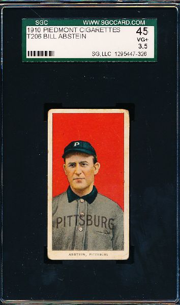 1909-11 T206 Baseball- Bill Abstein, Pittsburg- SGC 45 (Vg+3.5)