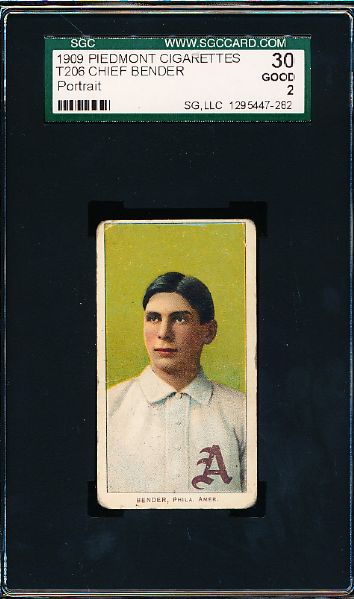 1909-11 T206 Baseball- Chief Bender, Phila Amer- Portrait Pose- SGC 30 (Good 2)