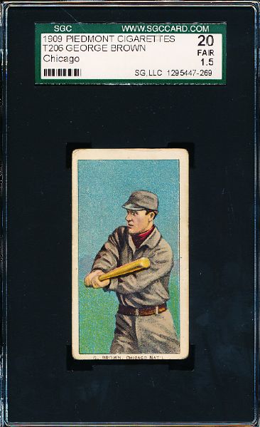 1909-11 T206 Baseball- George Brown, Chicago- SGC 20 (Fair 1.50)