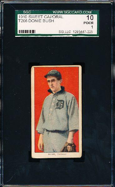 1909-11 T206 Baseball- Donnie Bush, Detroit- SGC 10 (Poor 1)