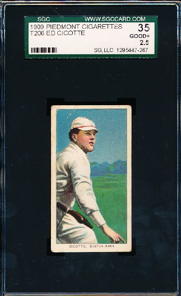1909-11 T206 Baseball- Ed Cicotte, Boston Amer- SGC 35(Good+ 2.5)