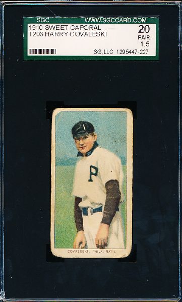 1909-11 T206 Baseball- Harry Covaleski, Phila Nat- SGC 20 (Fair 1.5)