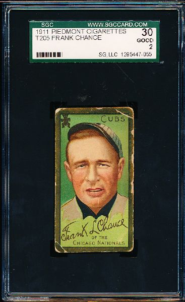 1911 T205 Baseball Gold Border- Frank Chance, Cubs- SGC 30 (Good 2)