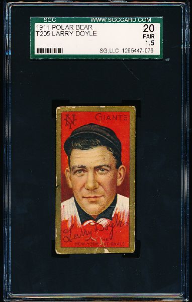 1911 T205 Baseball Gold Border- Larry Doyle, Giants- SGC 20 (Fair 1.5)