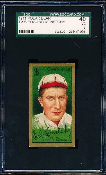 1911 T205 Baseball Gold Border- Edward Konetchy, Cardinals- SGC 40 (Vg 3)