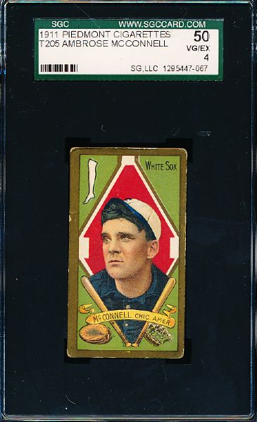1911 T205 Baseball Gold Border- Ambrose McConnell, Chicago Amer- SGC 50 (Vg-Ex 4)