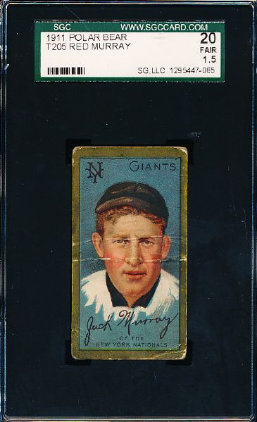 1911 T205 Baseball Gold Border- Red Murray, Giants- SGC 20 (Fair 1.5)