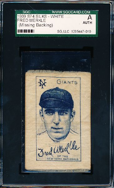 1909 S74 Silk- Fred Merkle, Giants- SGC A (Authentic)