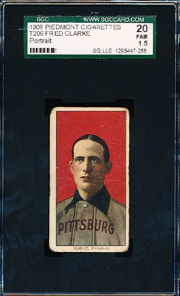 1909-11 T206 Bb- Fred Clarke, Pittsburg (Portrait)- SGC 20 (Fair 1.5)