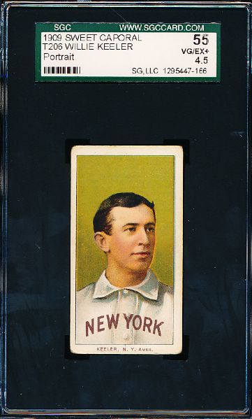 1909-11 T206 Bb-Willie Keeler, NY Amer (Portrait Pose)- SGC 55 (Vg-ex+ 4.5)