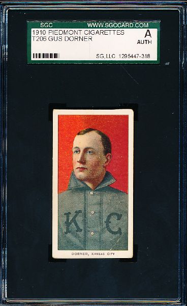1909-11 T206 Bb- Gus Dorner, Kansas City- SGC A (Authentic)