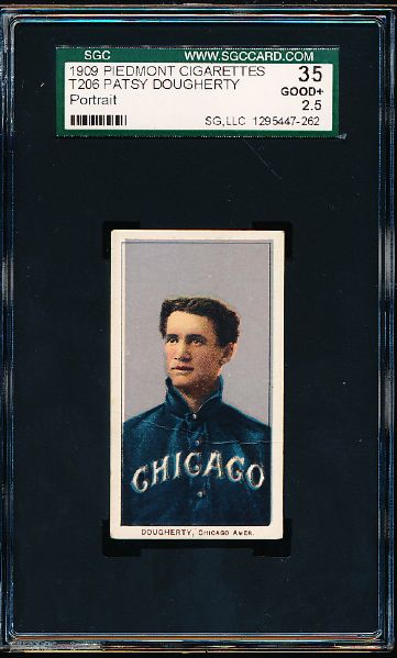 1909-11 T206 Bb- Patsy Dougherty, Chicago Amer- Portrait Pose- SGC 35 (Good + 2.5)