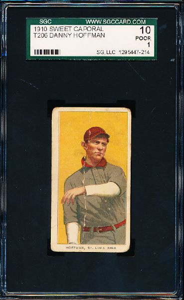 1909-11 T206 Bb- Danny Hoffman, St. Louis Amer- SGC 10 (Poor 1)