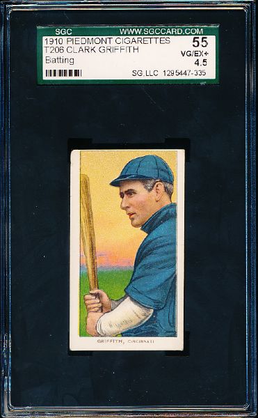 1909-11 T206 Bb- Clark Griffith, Cinc.- Batting Pose- SGC 55 (Vg-Ex+ 4.5)