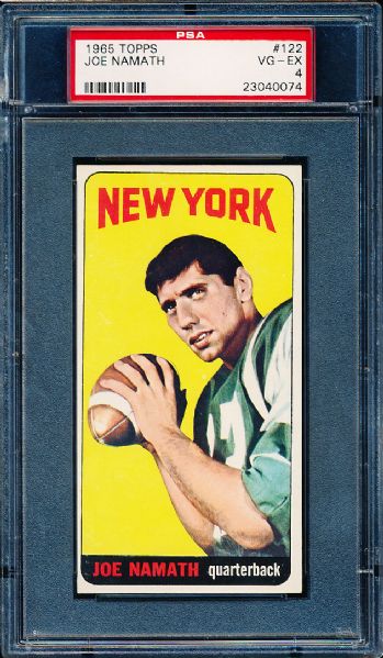 1965 Topps Football- #122 Joe Namath, Jets- PSA Vg-Ex 4