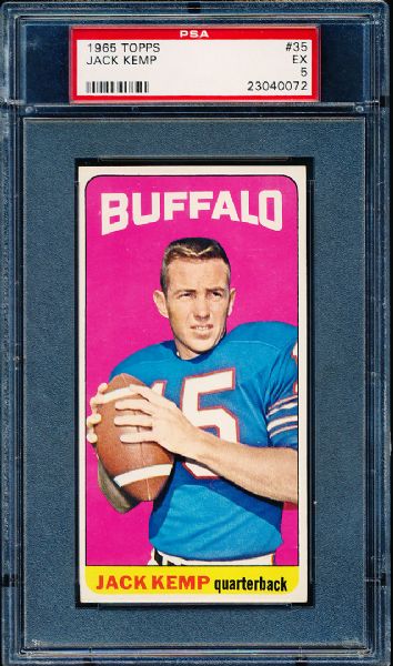 1965 Topps Football- #35 Jack Kemp, Bills- PSA Ex 5