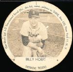 1954 Dixie Lid- Billy Hoeft, Tigers