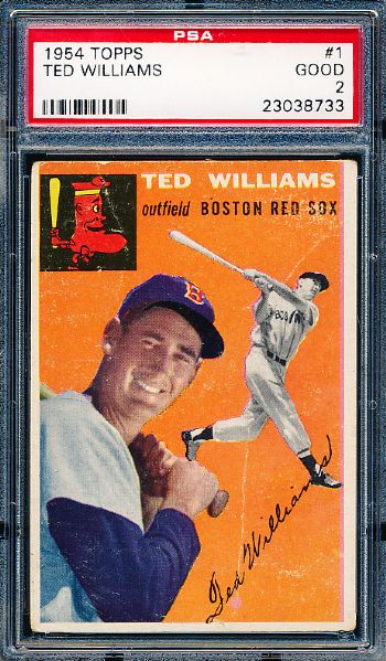 1954 Topps Bb- #1 Ted Williams, Red Sox- PSA Good 2 