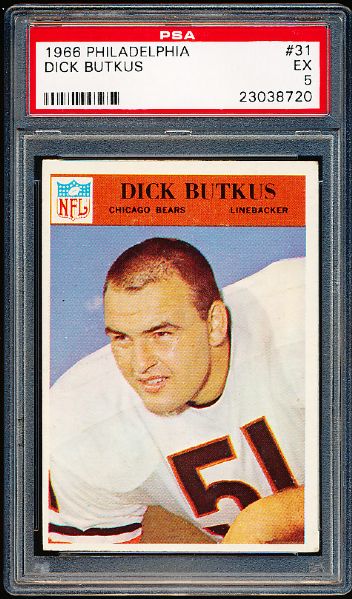 1966 Philly Football- #31 Dick Butkus RC, Bears- PSA Ex 5