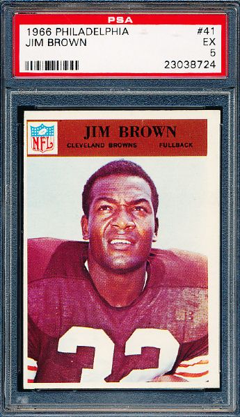 1966 Philly Fb- #41 Jim Brown, Browns- PSA EX 5